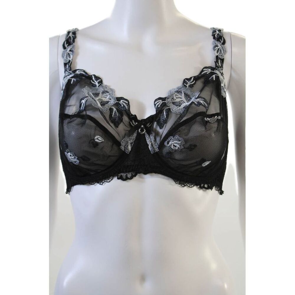 Lise Charmel Womens Rhinestone Detail Charm Accent Underwire Bra Black Size 36E